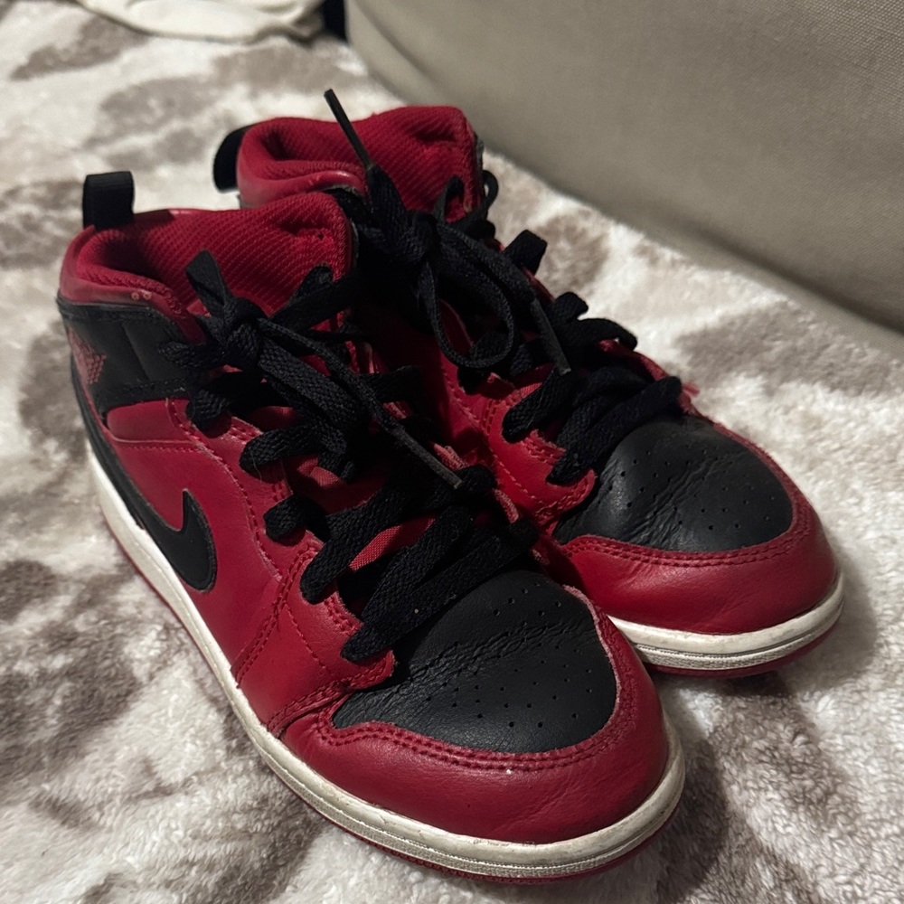 Jordan Kids Red and Black Sneakers